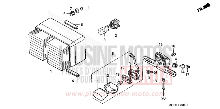 TAILLIGHT for VTR1000 SP-2 BLACK (NH1E) from 2005